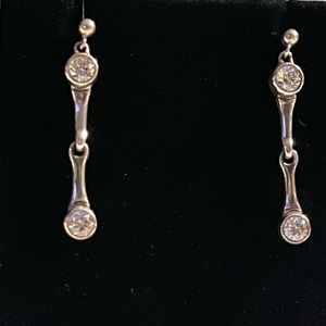 New-Sterling Silver Snaffle Bit Earrings with synthetic cubic Zirconium stones